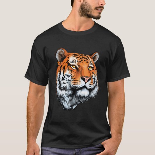 Tijger Realistisch Hoofd Voor Liefhebbers Tijgers  T-shirt (Voorkant)