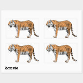 tijger rechthoekige sticker (Vel)