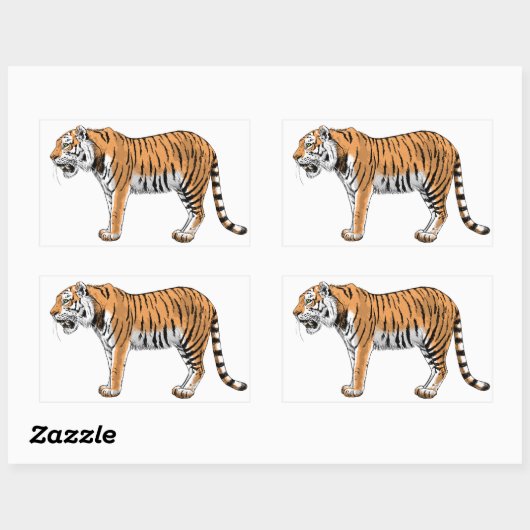 tijger rechthoekige sticker (Vel)