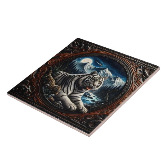 Tijger Relaxen in de majestueuze bergen Tegeltje (Zijkant)