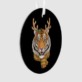 Tijger Rendier Kerst Dier Met Gewei Xmas  Ornament (voorkant)