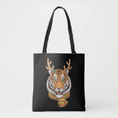 Tijger Rendier Kerst Dier Met Gewei Xmas Tote Bag (Voorkant)