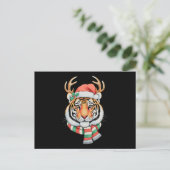 Tijger Rendier Kerstmis Sinterklaas Hoed Kerst Vak Briefkaart (Staand voorkant)