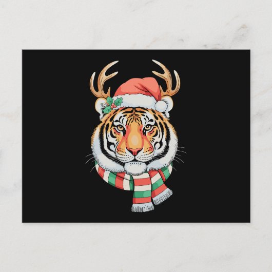 Tijger Rendier Kerstmis Sinterklaas Hoed Kerst Vak Briefkaart (Voorkant)