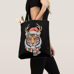 Tijger Rendier Kerstmis Sinterklaas Hoed Kerstfees Tote Bag