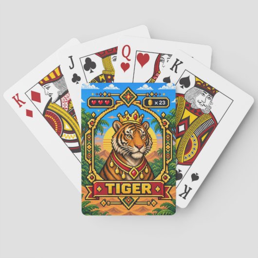 Tijger Retro 8-Bit Pixel Art Pokerkaarten (Achterkant)