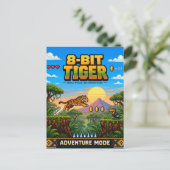 Tijger, Retro 8-Bit Pixelkunst Briefkaart (Staand voorkant)