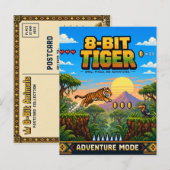 Tijger, Retro 8-Bit Pixelkunst Briefkaart (Voorkant / Achterkant)