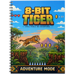 Tijger, Retro 8-Bit Pixelkunst Notitieboek
