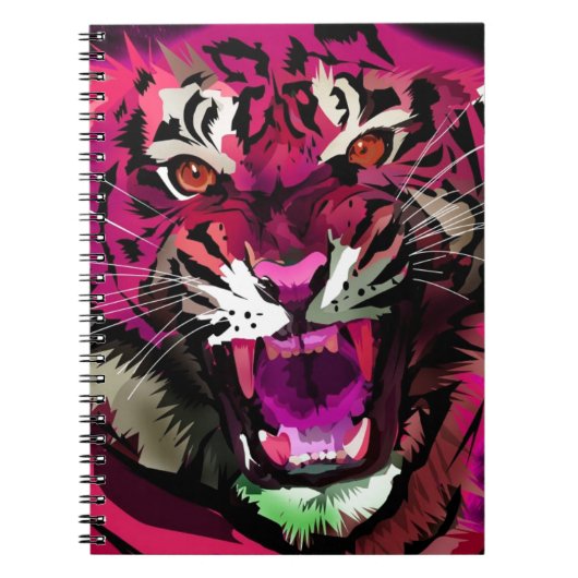 Tijger roar - Roze Notitieboek (Voorkant)