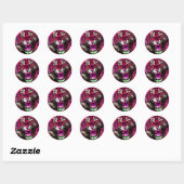 Tijger roar - Roze Ronde Sticker (Vel)