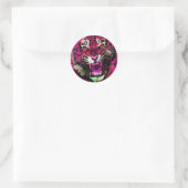 Tijger roar - Roze Ronde Sticker (Tas)