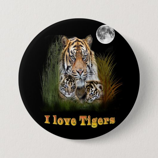 tijger ronde button 7,6 cm (Voorkant)