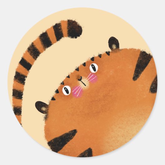 tijger ronde sticker (Voorkant)
