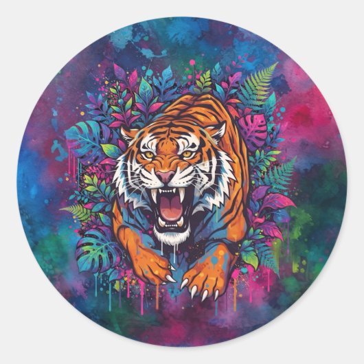 Tijger Ronde Sticker (Voorkant)