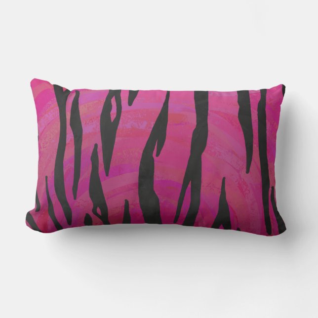 Tijger Roze en Zwarte Print Kussen (Voorkant)