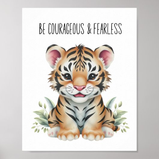 Tijger Safari Kleuter Poster – Wees Moedig & Vrees (Voorkant)