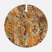  tijger safari wildlife patroon glas ornament (Achterkant)
