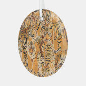  tijger safari wildlife patroon glas ornament (Voorkant links)