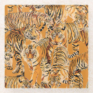tijger safari wildlife patroon glazen onderzetter