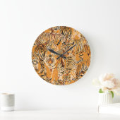 tijger safari wildlife patroon grote klok (Huis)