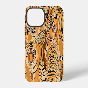  tijger safari wildlife patroon iPhone 12 hoesje