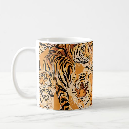 tijger safari wildlife patroon koffiemok (Links)