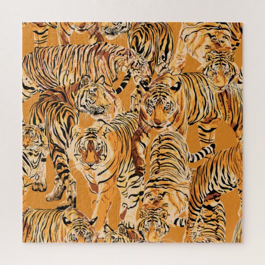  tijger safari wildlife patroon legpuzzel (Verticaal)