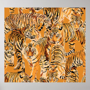  tijger safari wildlife patroon poster