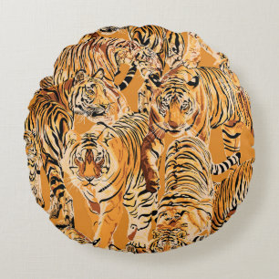 tijger safari wildlife patroon rond kussen