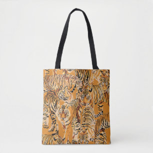 tijger safari wildlife patroon tote bag
