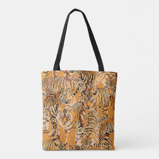  tijger safari wildlife patroon tote bag (Achterkant)