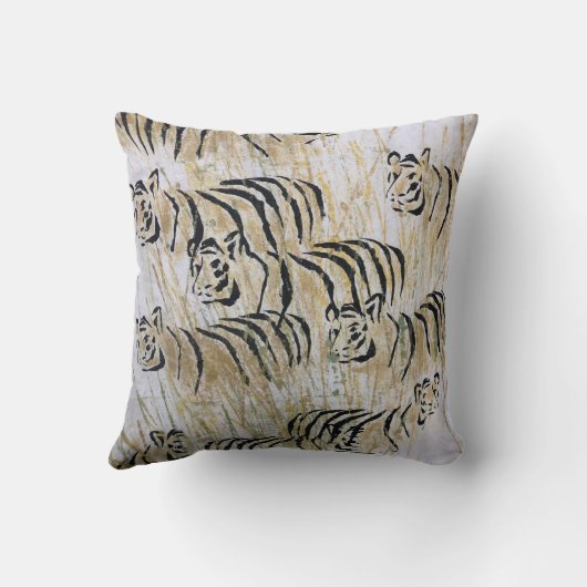 Tijger Savanne Dier Schildering Print Kussen (Achterkant)