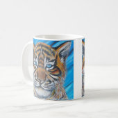 Tijger Schilderij Met Blauwe Ogen Koffiemok (Voorkant links)
