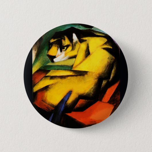 Tijger schilderij van Franz Marc Ronde Button 5,7 Cm (Voorkant)