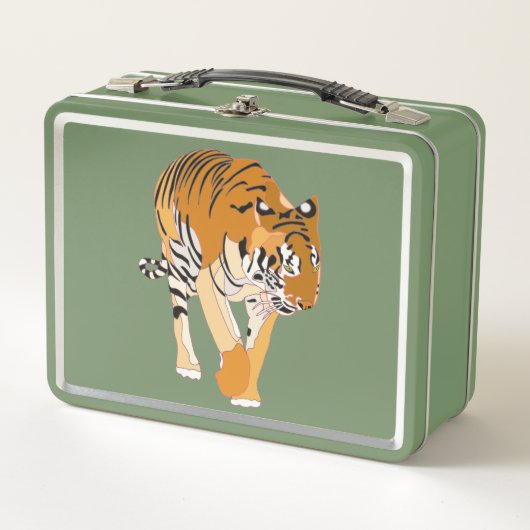 Tijger Schildering op Metalen Lunchboxen (Voorkant)