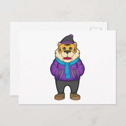 Tijger Sjaal Muts Briefkaart (Voorkant / Achterkant)