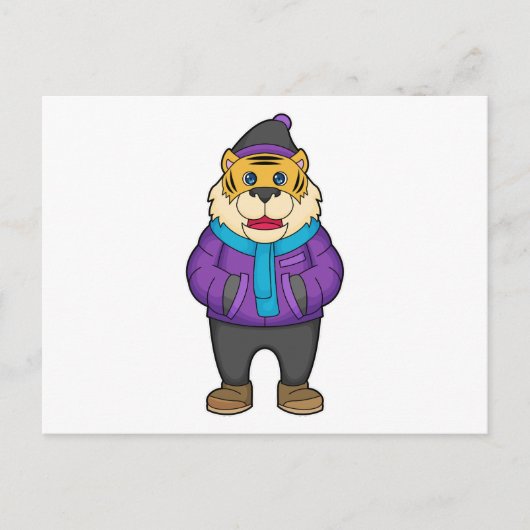 Tijger Sjaal Muts Briefkaart (Voorkant)