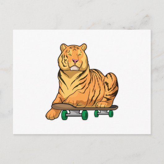 Tijger Skater Skateboard Briefkaart (Voorkant)
