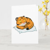 Tijger slaapt met kussen kaart (Gele Bloem)