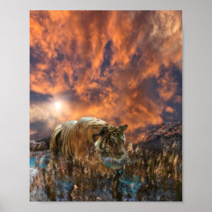 Tijger sluipt WHISPER ON THE BREEZE Poster