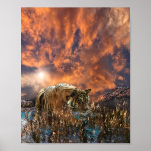 Tijger sluipt WHISPER ON THE BREEZE Poster (Voorkant)