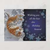 Tijger Sneeuw Engel Vakantie Postkaart Feestdagenkaart (Voorkant)