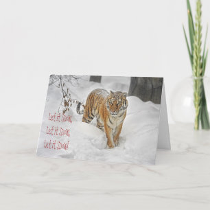 Tijger Sneeuw Pad Feestdagen Kaart