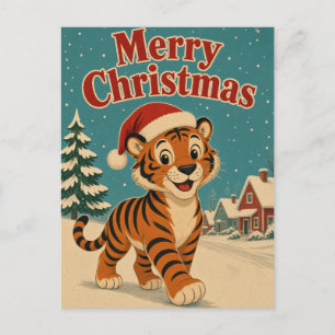 Tijger Sneeuwdorp Dier Kerstmis Briefkaart