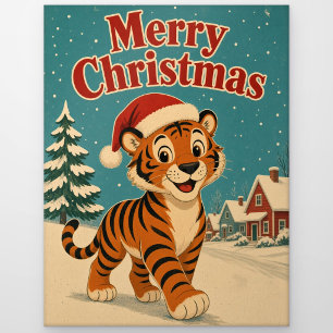 Tijger Sneeuwdorp Dier Kerstmis Briefkaart