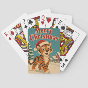 Tijger Sneeuwdorp Dier Kerstmis Pokerkaarten
