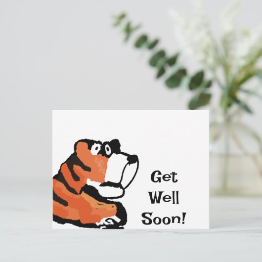 Tijger Snel Beter Wenskaart Briefkaart (Staand voorkant)