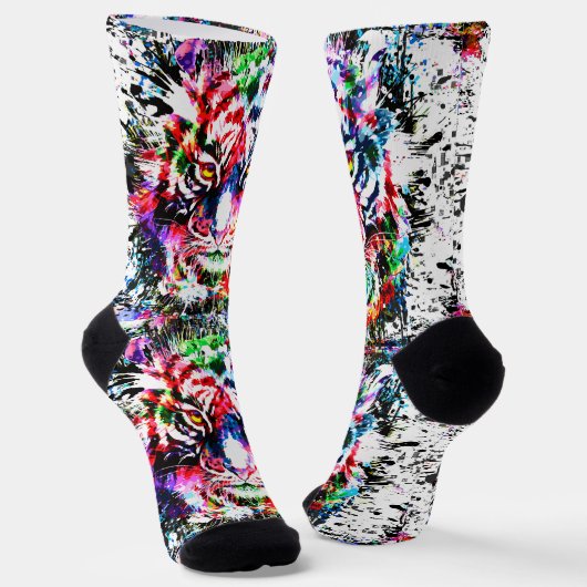 Tijger Sokken | Kleurrijke Tiger Head Sokken (Gebogen)