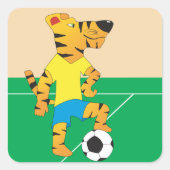Tijger speelbal vierkante sticker (Voorkant)